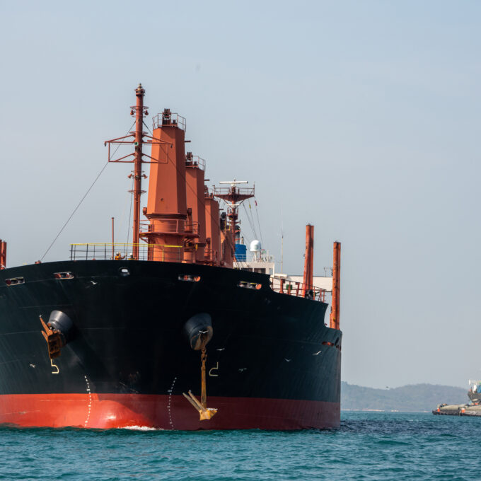 cargo ship in the ocean for export import goods from cargo yard